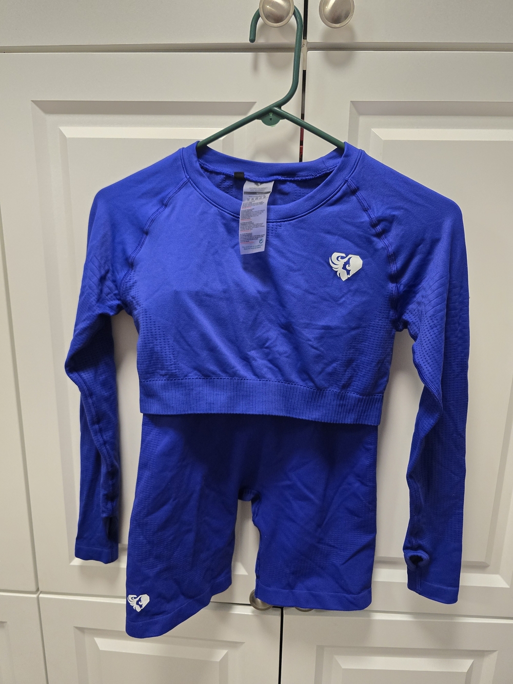 Set Women's Best Athletic Crop Top Long Sleeve and Shorts Set Purple Medium